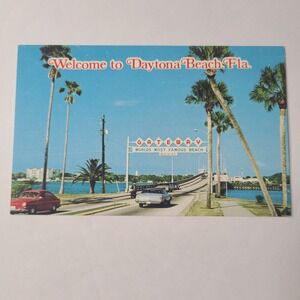 Vintage Daytona Beach Florida Postcard Worlds Most Famous Beach Gateway Sign